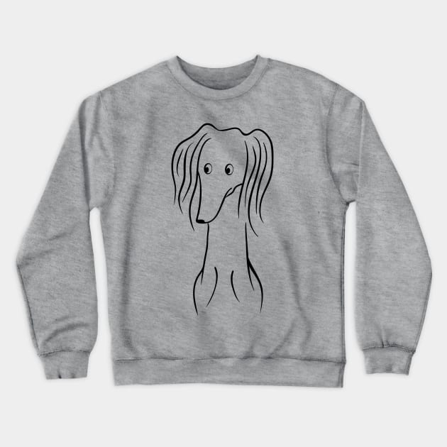 Funny Saluki Portrait Crewneck Sweatshirt by illucalliart